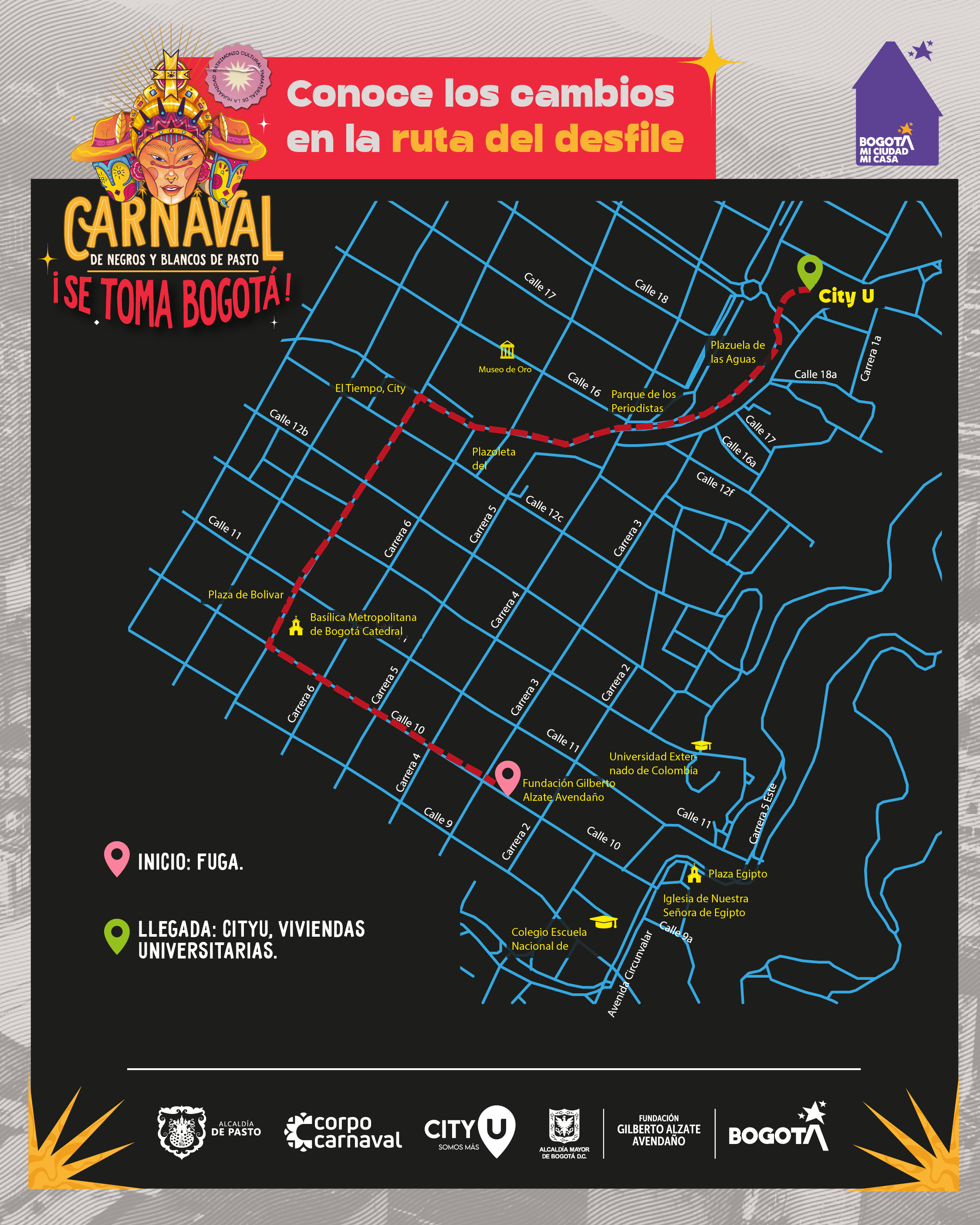 Ruta Carnaval Blancos y Negros Bogotá 2024