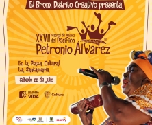 Cartel de lanzamiento del Festival Petronio Álvarez en Bogotá 2023