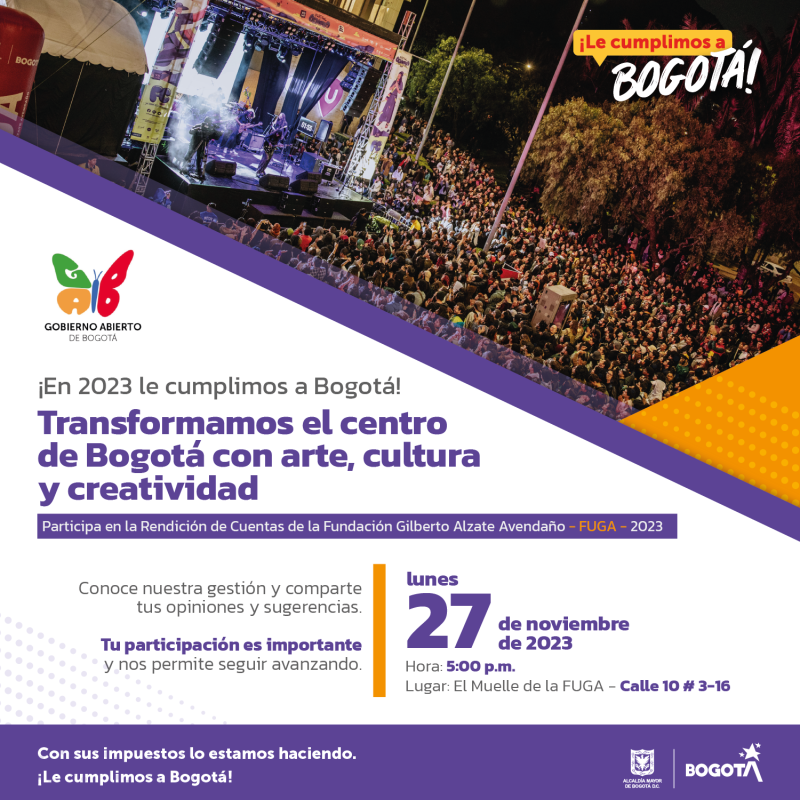 Imagen para invitar a participar en la rendición de cuentas FUGa el 27 de noviembre de 2023